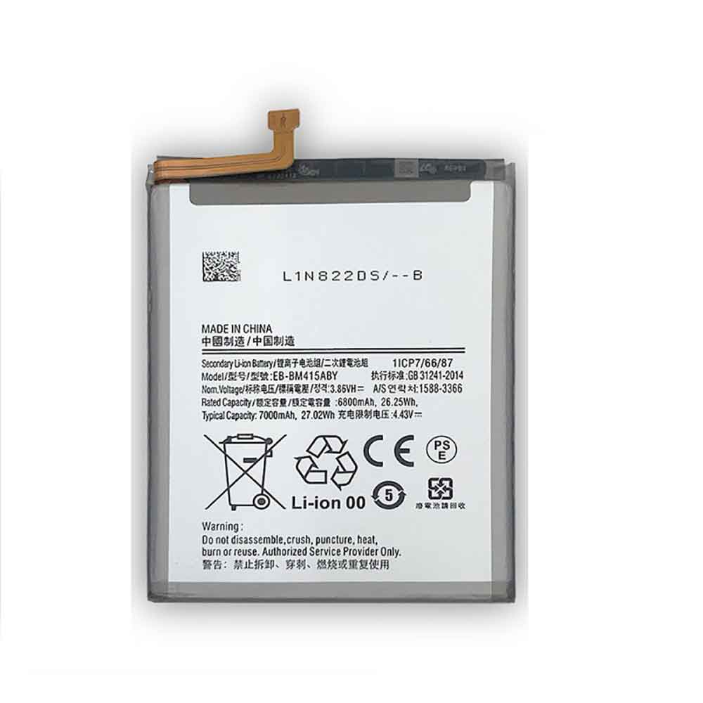 3.86V 4.43V 6800mAh 26.25WH EB-BM415ABY Smartphone Battery for Samsung M51 M62 F62 M515F