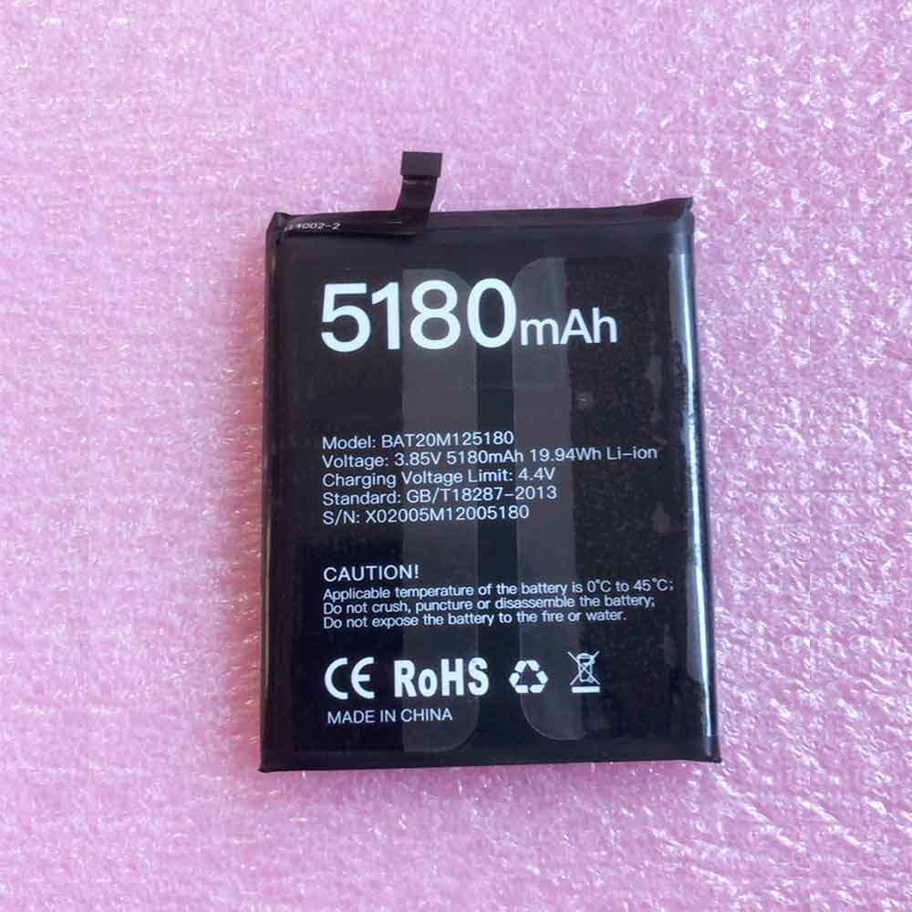 3.85V 4.4V 5180mAh 19.94WH BAT20M125180 Smartphone Battery for Doogee S58 Pro