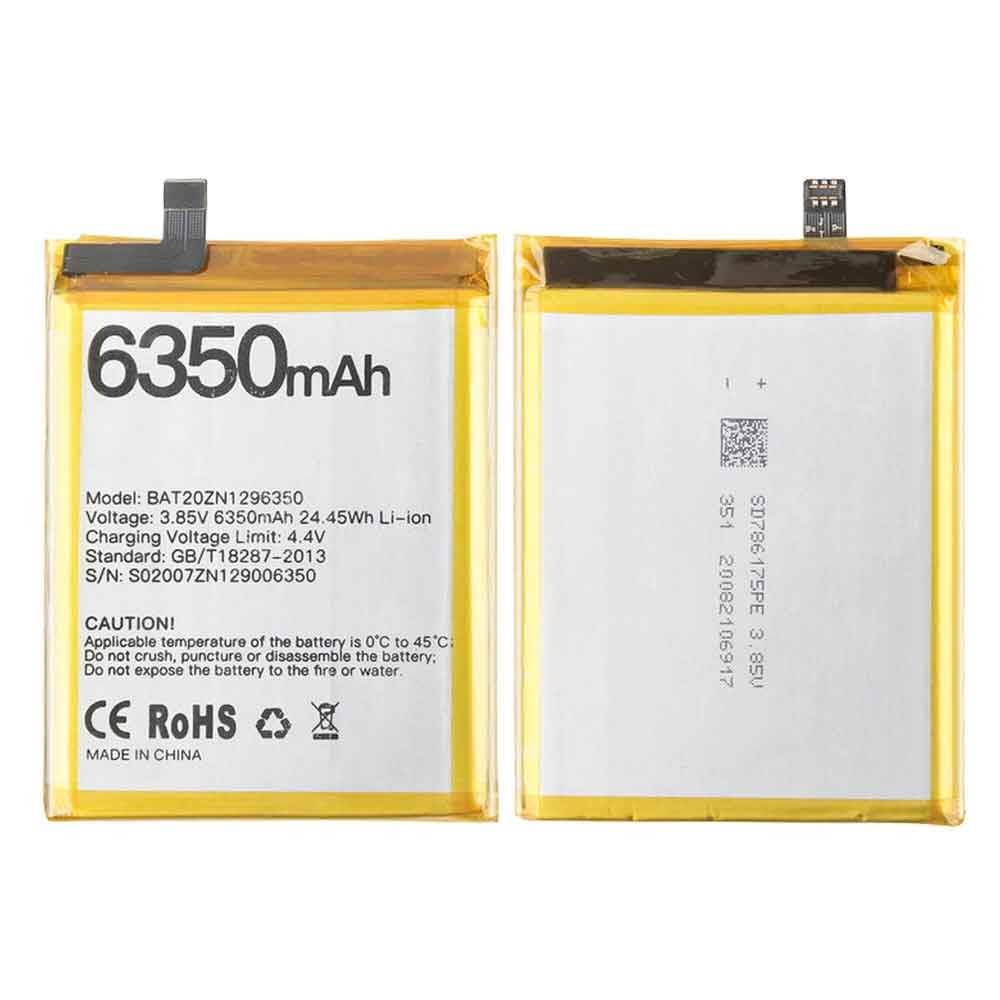 3.85V 4.4V 6350mAh 24.45WH BAT20ZN1296350 Smartphone Battery for Doogee S96 Pro