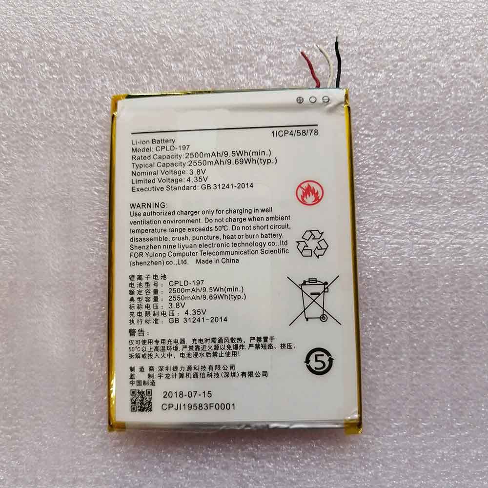 3.8V 4.35V 2500MAH 9.5WH CPLD-197 Smartphone Battery for Coolpad CPLD-197