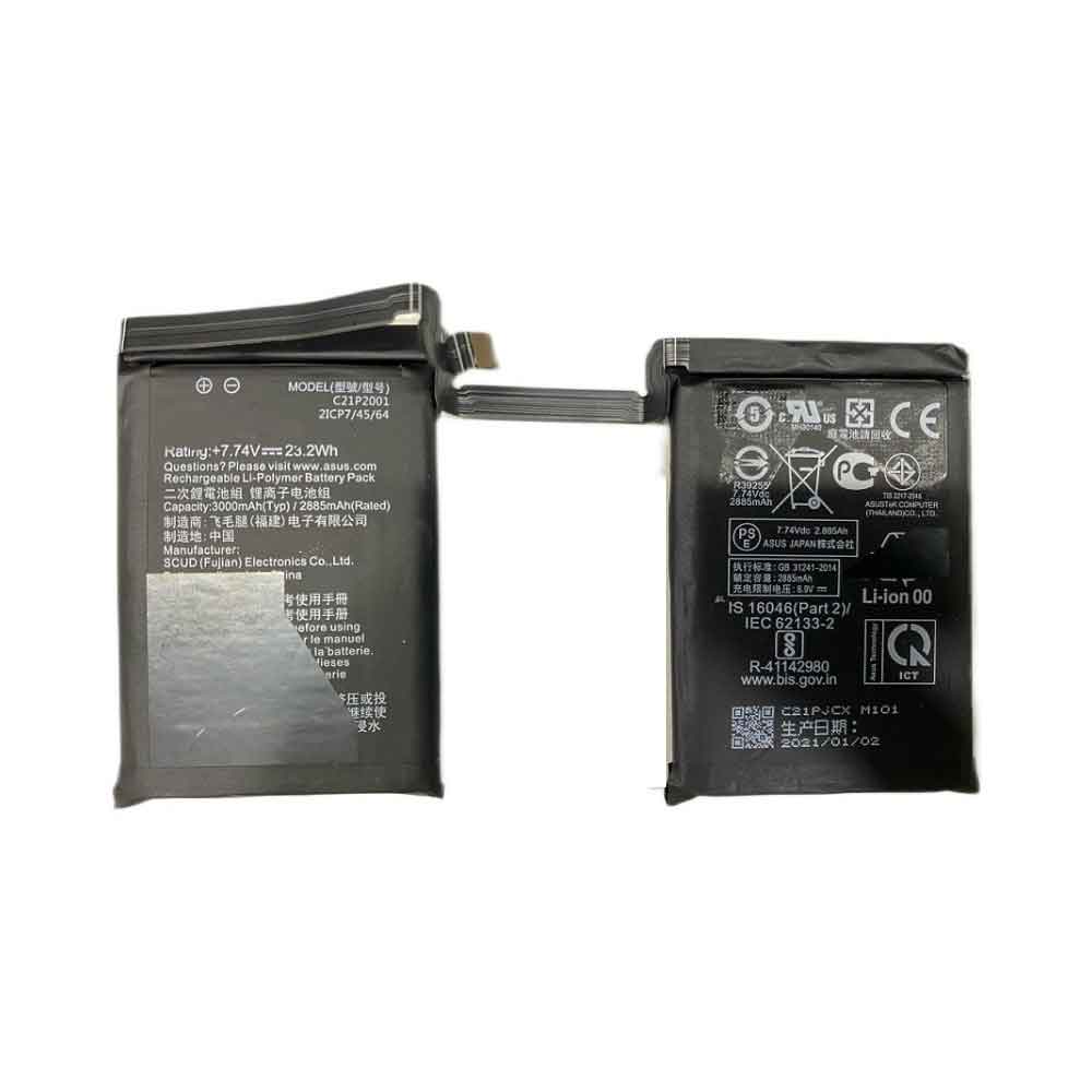 7.74V 8.90V 2885mAh 23.2WH C21P2001 Smartphone Battery for Asus ROG5 Phone5 I005DA