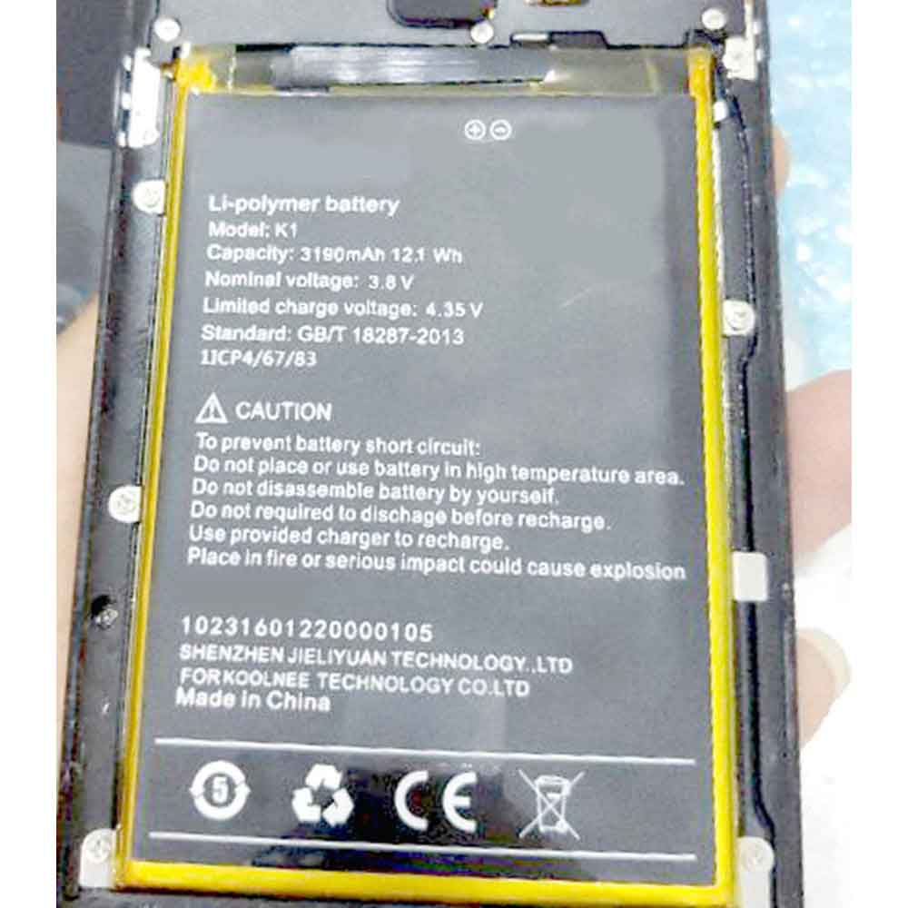 3.8V 4.35V 3190mAh/12.1WH K1 Smartphone Battery for Koolnee K1