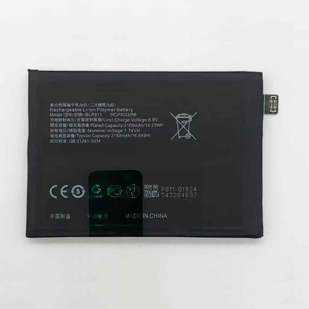 7.74V 8.9V 2100mAh/16.25WH BLP811 Smartphone Battery for OPPO Reno4 SE