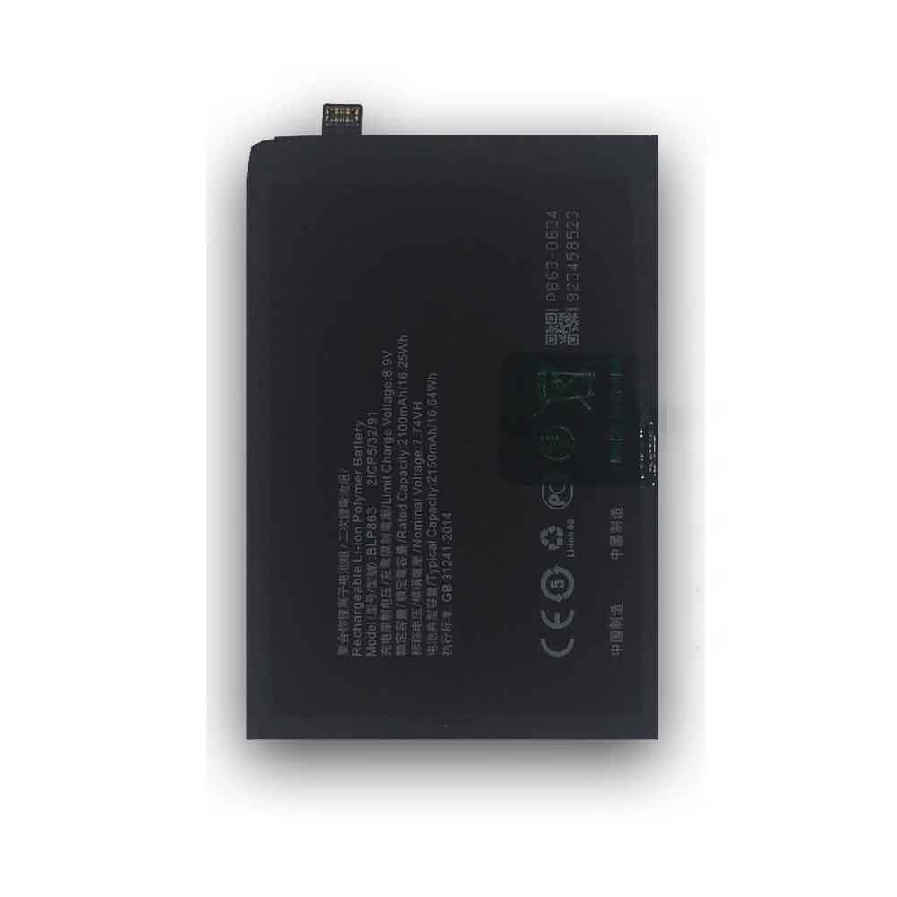7.74V 8.9V 2100mAh/16.25WH BLP863 Smartphone Battery for OPPO Reno6 5G