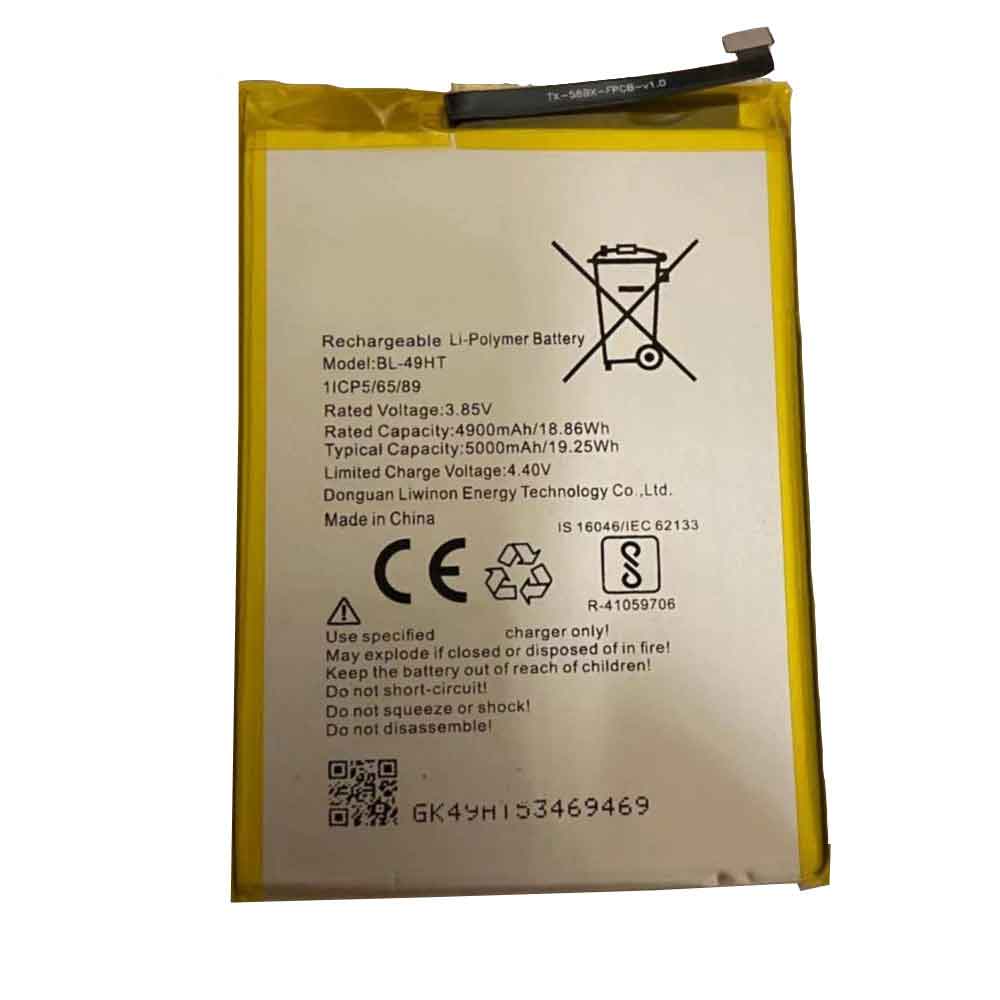 3.85V 4.4V 4900mAh/18.86WH Tecno BL-49HT Replacement Battery