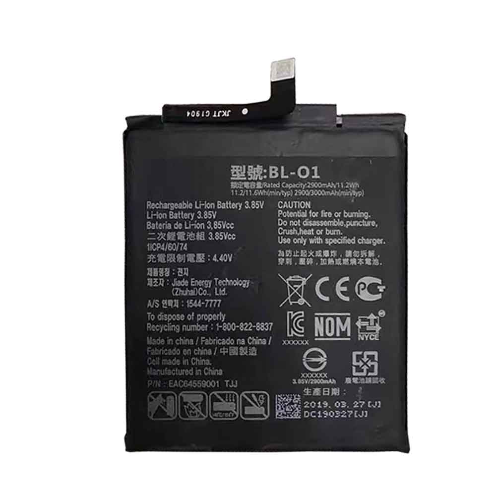 3.85V 4.4V 2900mAh/11.2WH BL-O1 Smartphone Battery for LG K20