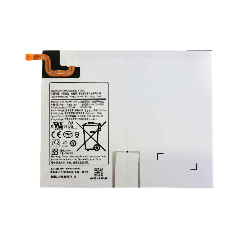 3.85V 4.4V 6000MAH/23.10Wh EB-BT515ABU Tablet Battery for Samsung Galaxy Tab A T510 T515