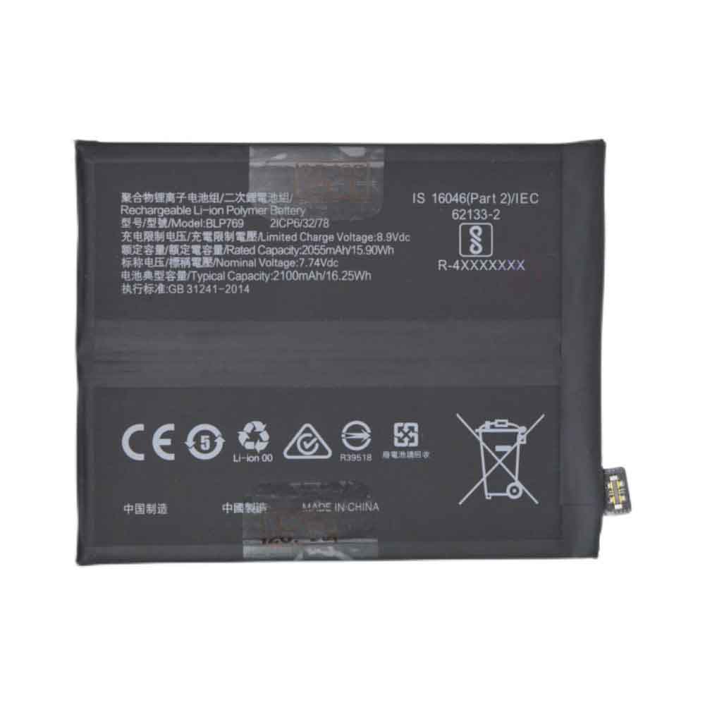 7.74V 8.90V 2055mAh 15.90WH BLP769 Smartphone Battery for OPPO find X2