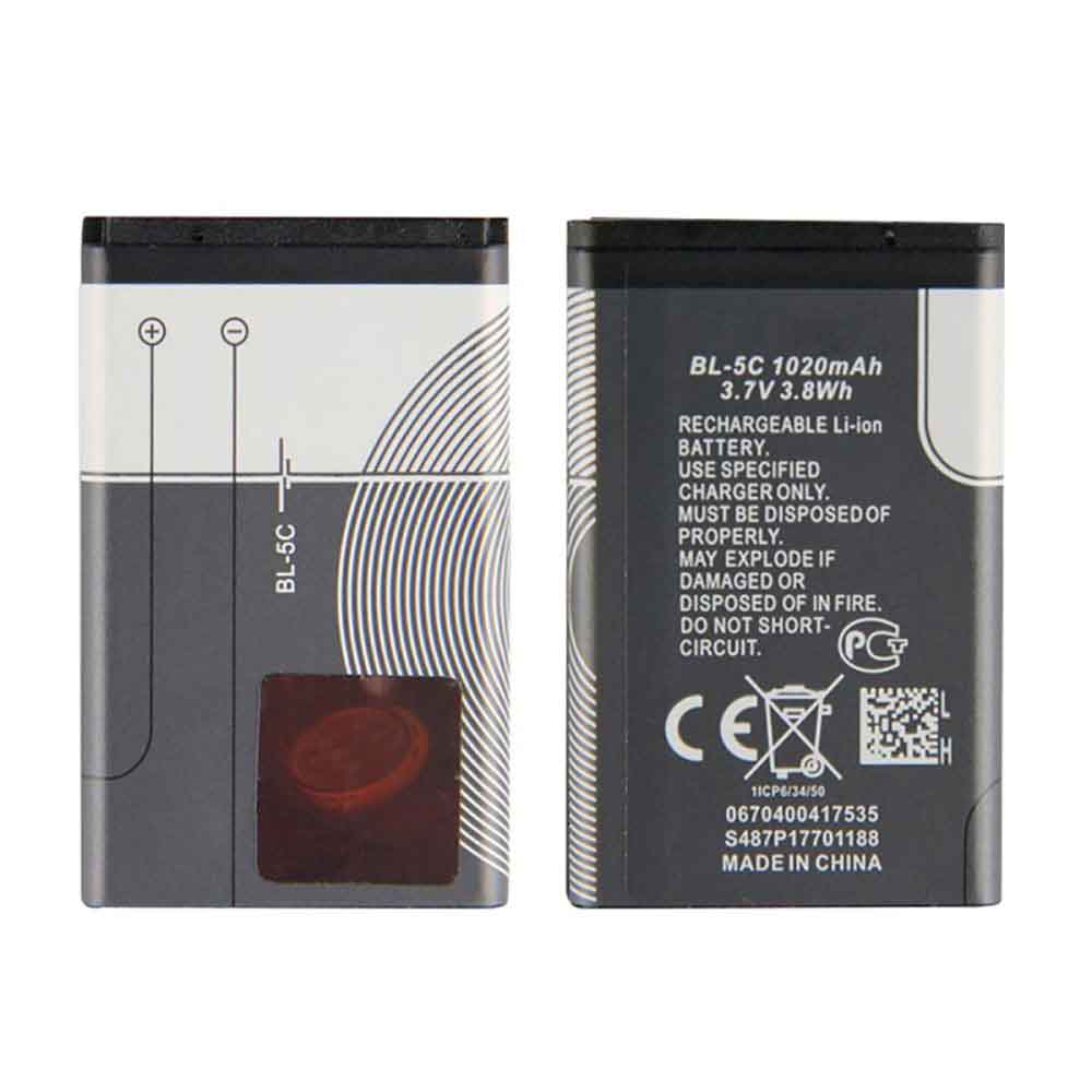 3.7V 1020mAh 3.8WH BL-5C Smartphone Battery for Nokia 2270 2280 2300