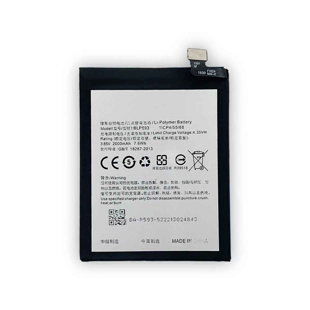 3.85V 4.35V 2000mAh 7.6WH BLP-593 Smartphone Battery for OPPO A31 A31C A31T A31U