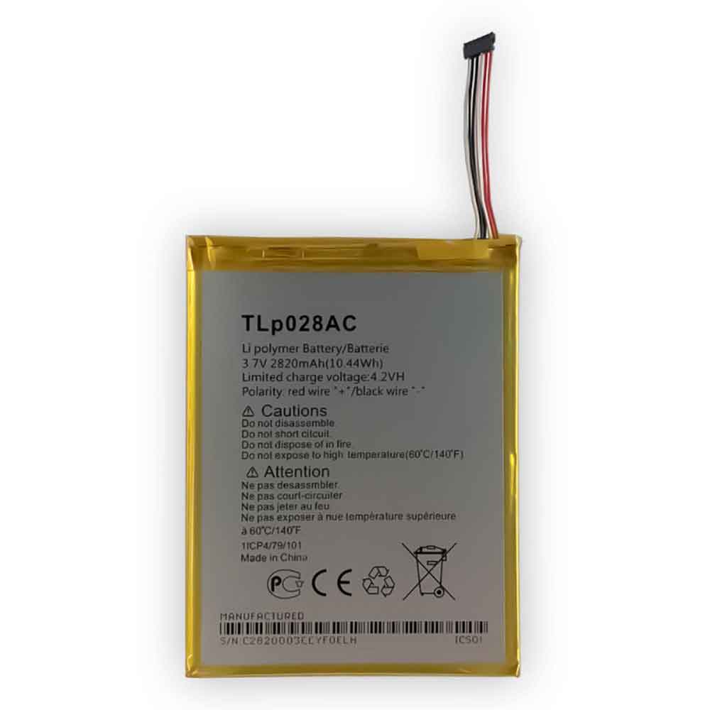 3.7V 4.2V 2820mAh/10.44WH TLp028AC Smartphone Battery for TCL Alcatel pixi 3 7.0