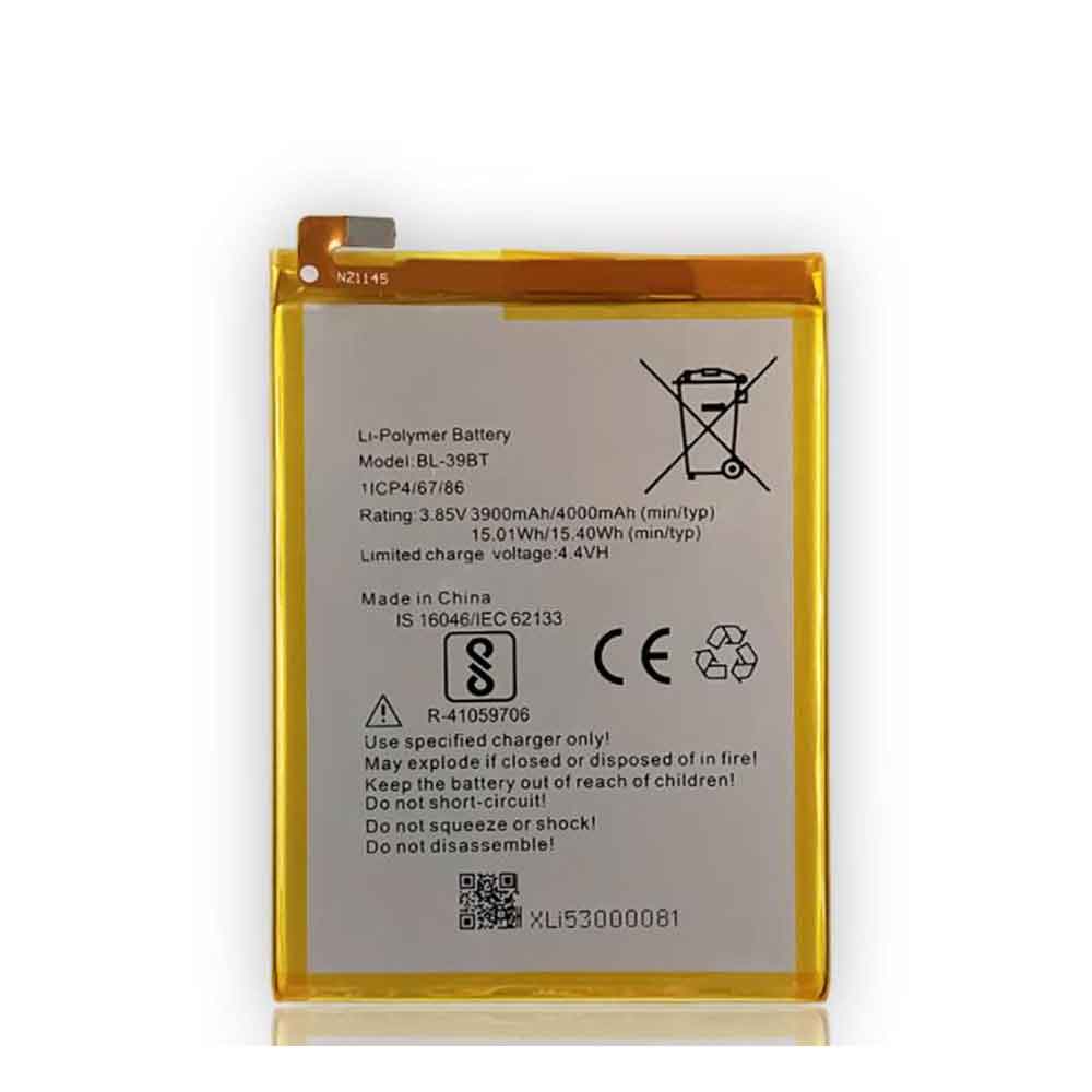 3.85V 4.4V 4000mAh/15.40WH BL-39BT Smartphone Battery for Tecno i5 Pro
