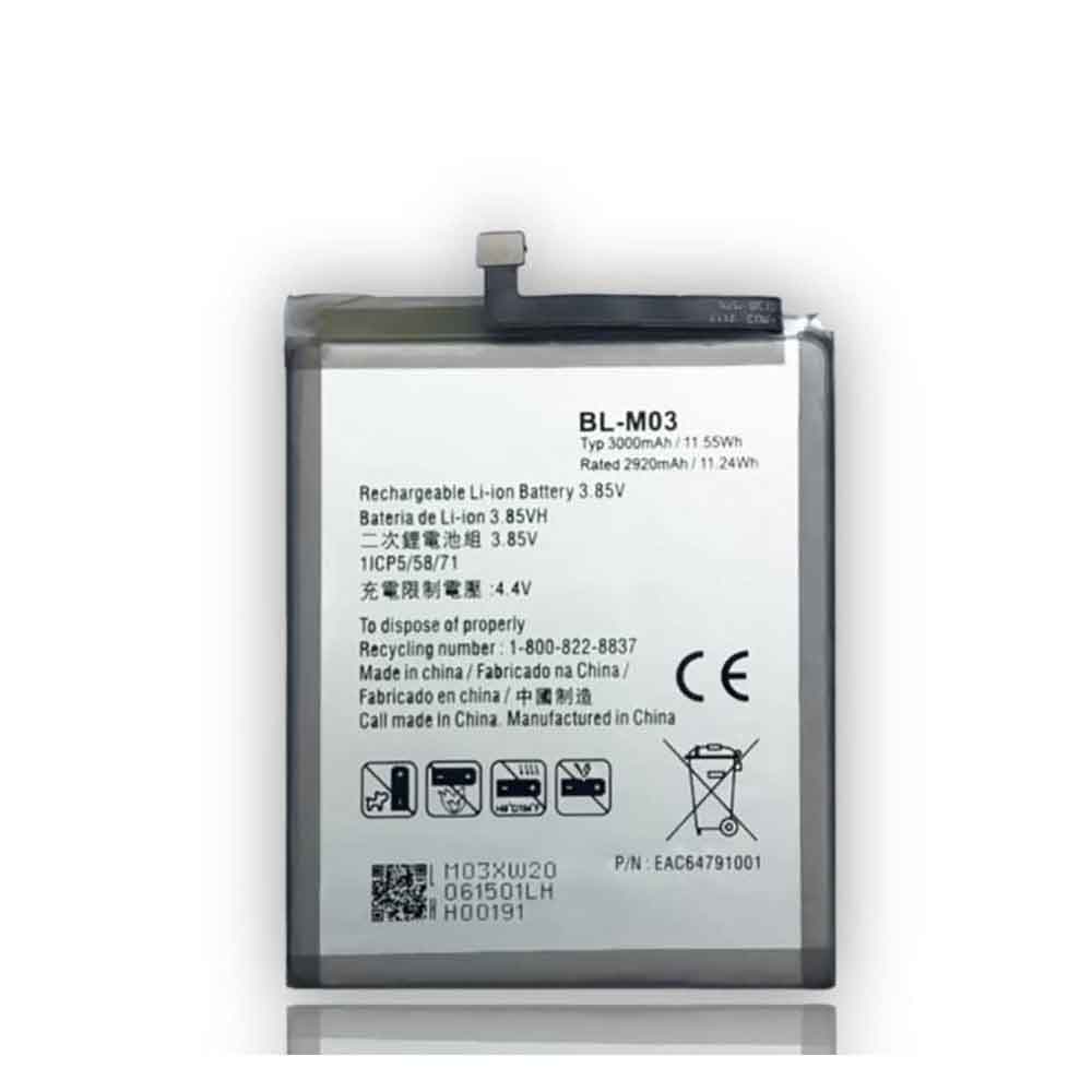 3.85V 4.4V 3000mAh/11.55WH BL-M03 Smartphone Battery for LG K22/K22 Plus