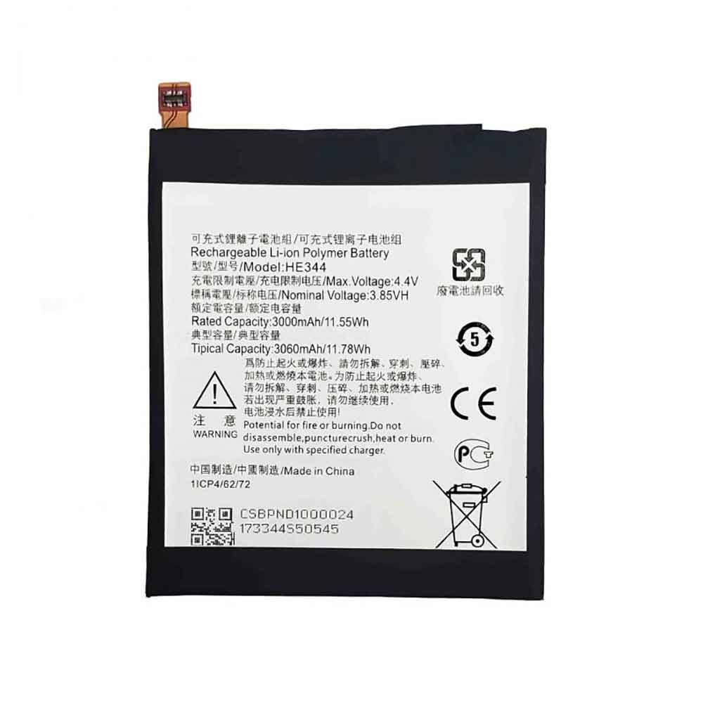 3.85V 4.4V 3000mAh/11.55WH HE344 Smartphone Battery for Nokia HE344