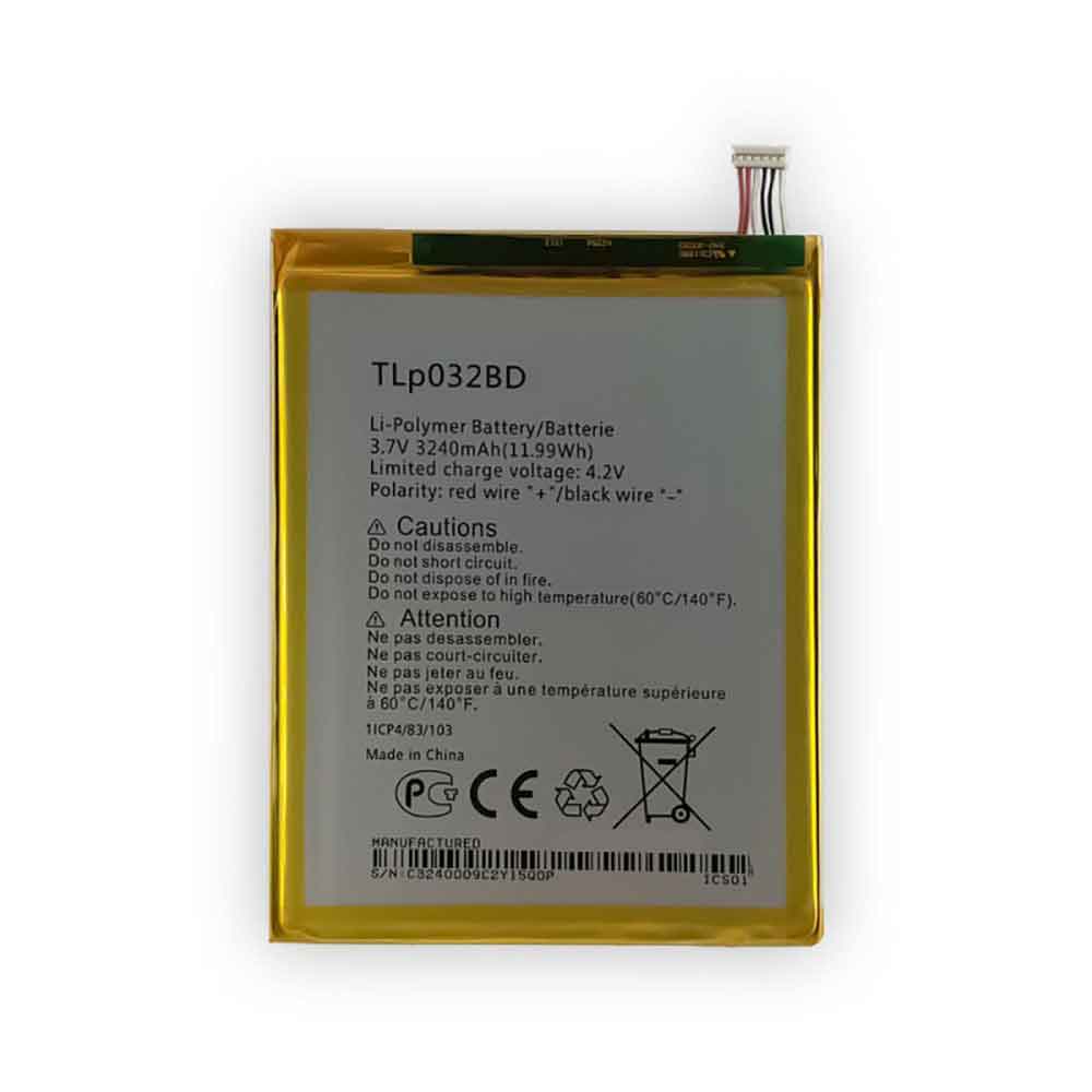 3.7V 4.2V 3240mAh/11.99WH TLP032BD Smartphone Battery for Alcatel P310X/OT P310