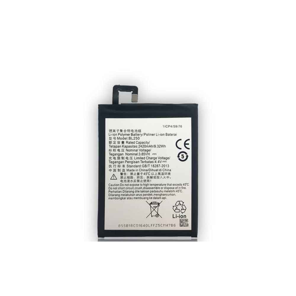 3.85V 4.4V 2420MAH/9.32Wh BL250 Smartphone Battery for Lenovo Vibe S1/S1C50/S1A40