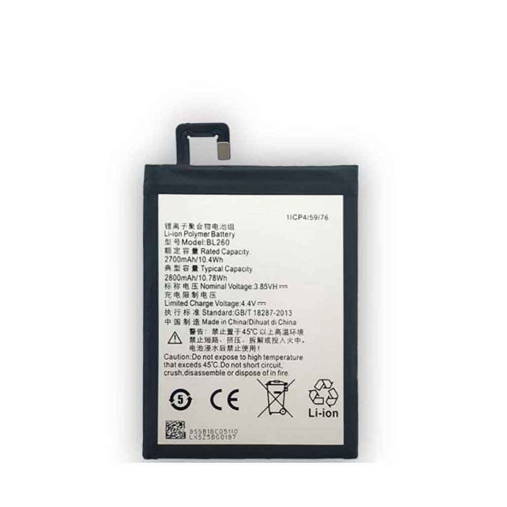 3.85V 4.4V 2700mAh/10.4WH BL260 Smartphone Battery for Lenovo Vibe S1 Lite S1 La40