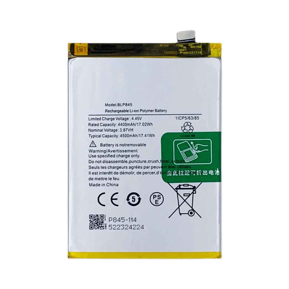 3.87V 4.45V 4400mAh/17.02WH BLP845 Smartphone Battery for OPPO BLP845