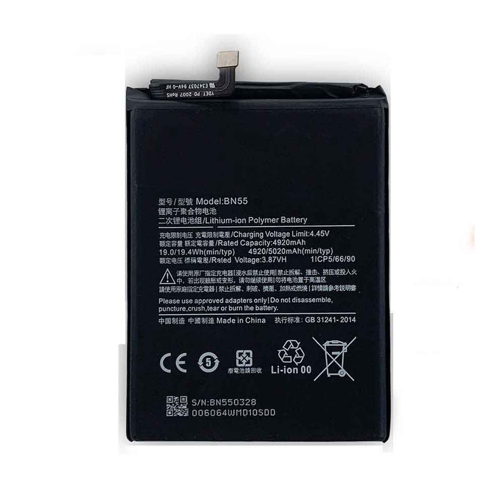 3.87V 4.45V 5020mAh/19.4WH BN55 Smartphone Battery for Xiaomi Redmi Note 9S