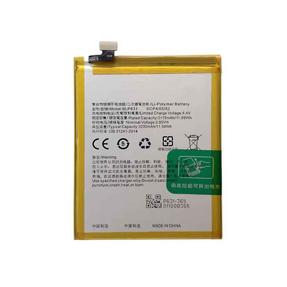 3.85V 4.4V 3200mAh/11.58WH BLP631 Smartphone Battery for OPPO A77 A77M/T A73 A73S A73M/T