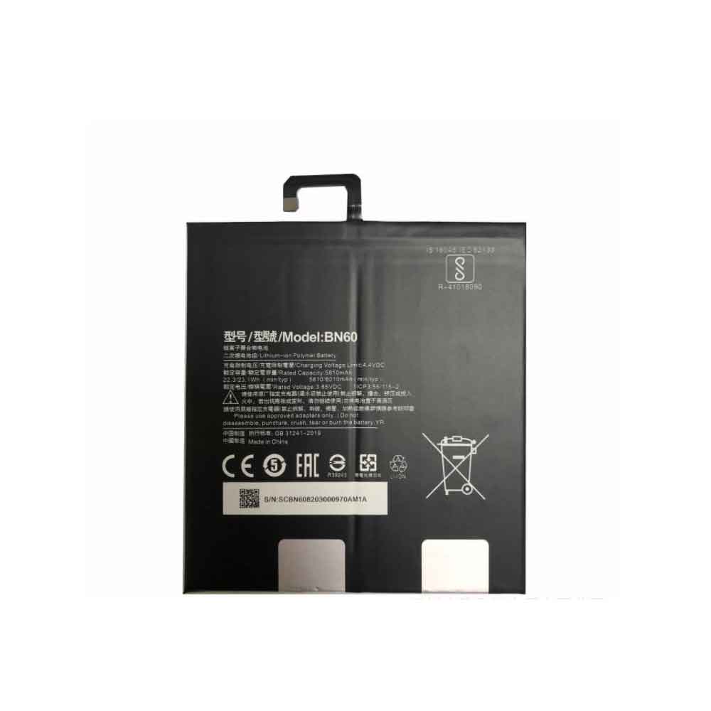 3.85V 4.4V 6010mAh/23.1WH BN60 Tablet Battery for Xiaomi Mi Pad 4