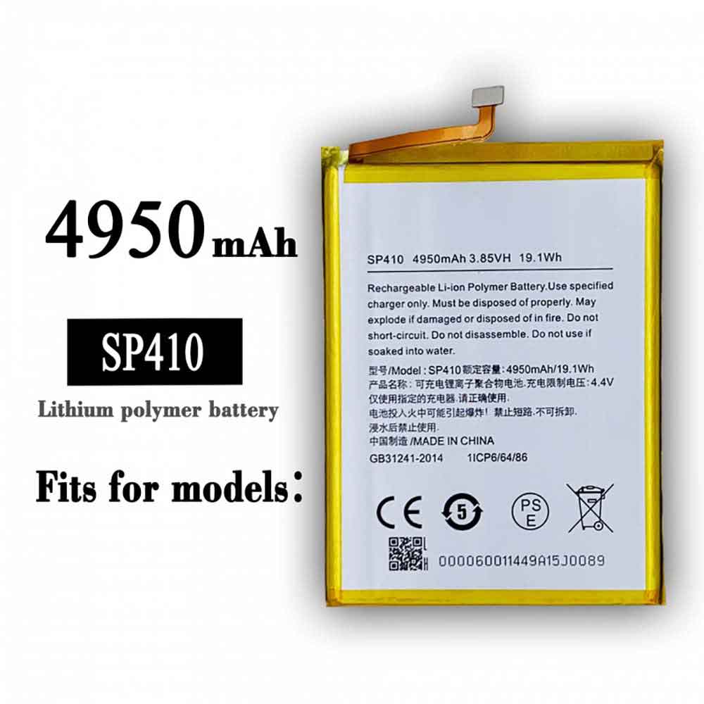 3.85V 4.4V 4950mAh/19.1WH SP410 Smartphone Battery for Nokia SP410