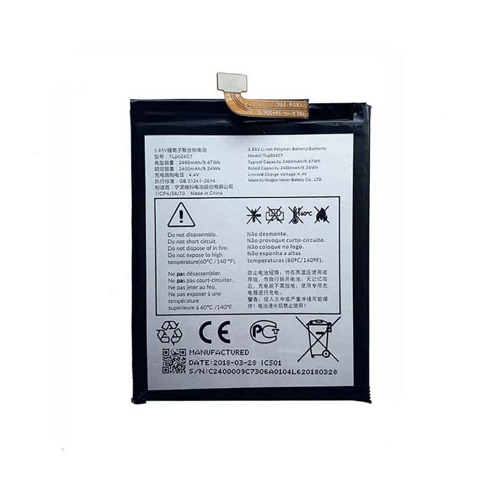 3.85V 4.4V 2400mAh/9.24WH TLp024C7 Smartphone Battery for Alcatel TLp024C7