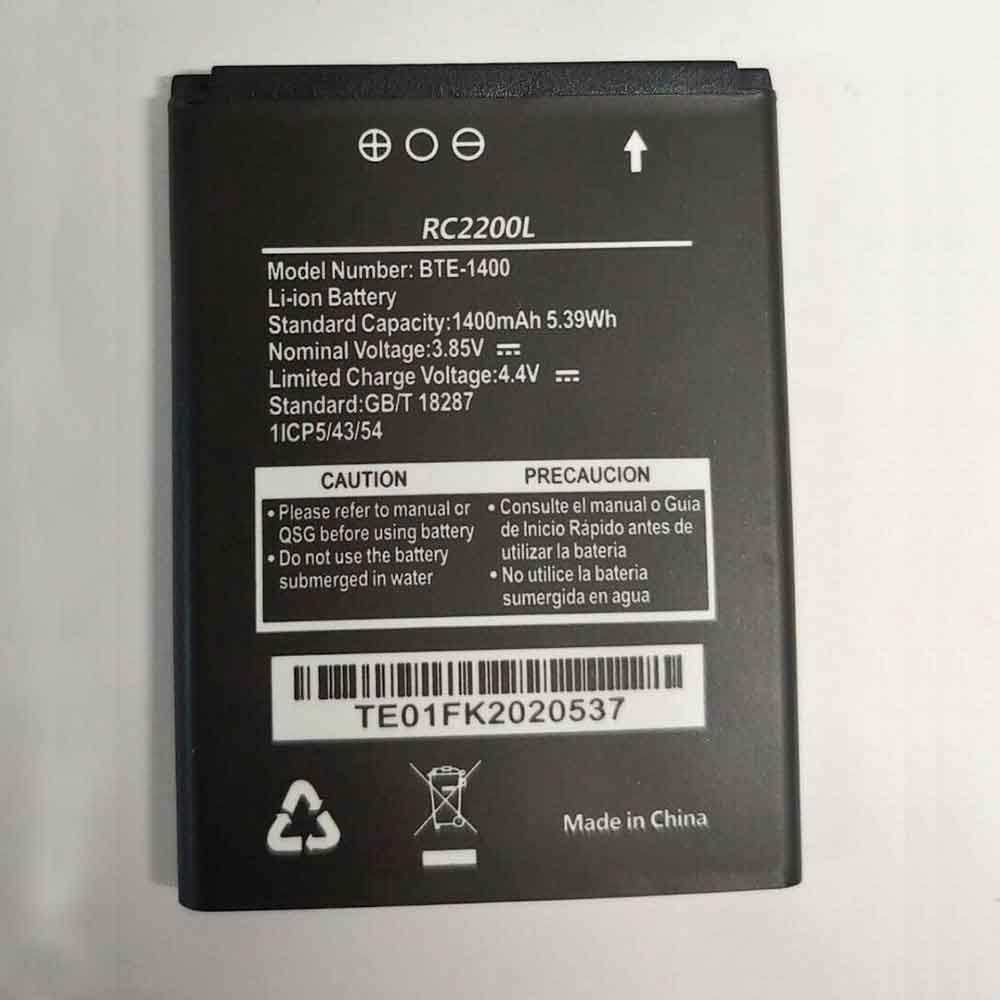 3.85V 4.4V 1400mAh/5.39WH BTE-1400 Electronic Batteries for Verizon Orbic Journey V RC2200L