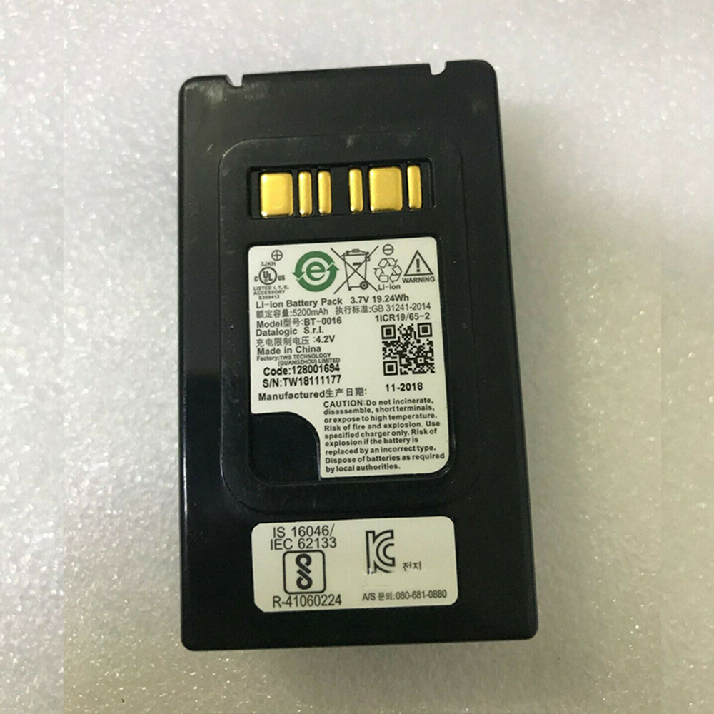 3.7V/4.2V 5200mAh/19.24WH BT-0016 Barcode Scanners Battery for Datalogic Skorpio X3 X4