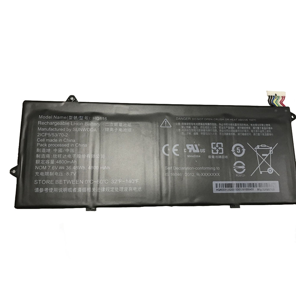 7.6V/8.7V 4800mAh/36.48WH HQ116 Laptop Battery for Lenovo HQ116 2ICP5/53/70-2