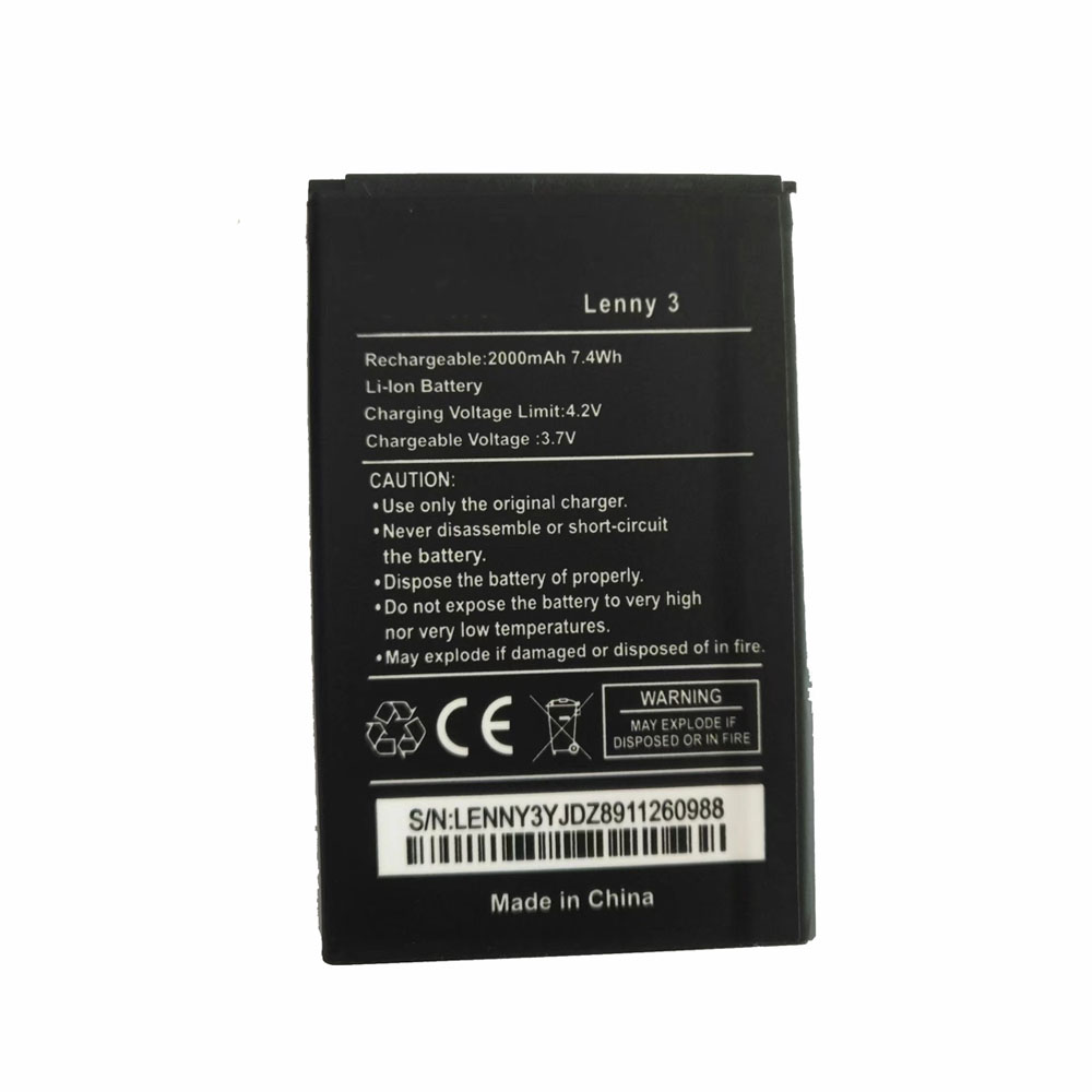 3.7V/4.2V 2000mAh/7.4WH Wiko Lenny 3 Replacement Battery