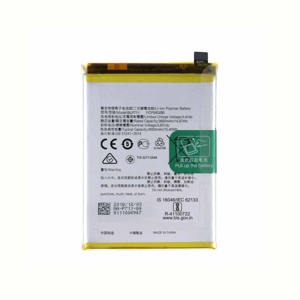 3.85V/4.4V 3890mAh/14.97WH BLP711 Smartphone Battery for OPPO A1K