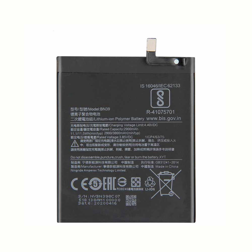 3.85V/4.4V 2900mAh/11.1WH BN39 Smartphone Battery for Xiaomi Mi Play