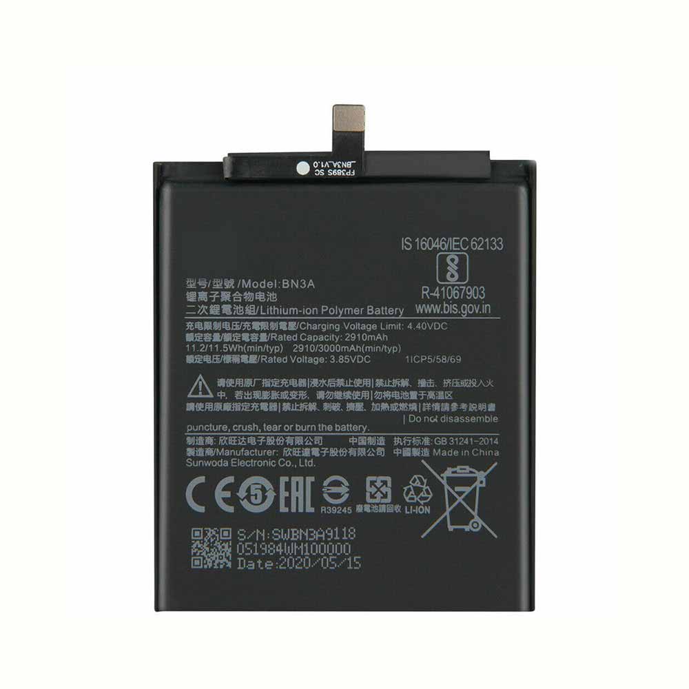 3.85V/4.4V 2910mAh/11.2WH BN3A Smartphone Battery for Xiaomi Redmi Go