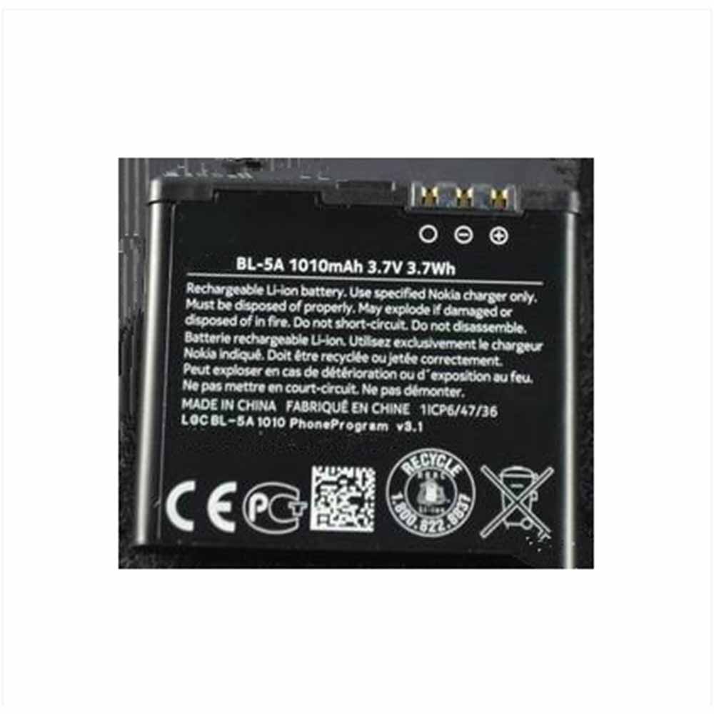 3.7V 4.2V 1010mAh/3.7WH BL-5A Smartphone Battery for Nokia 502 Asha 502