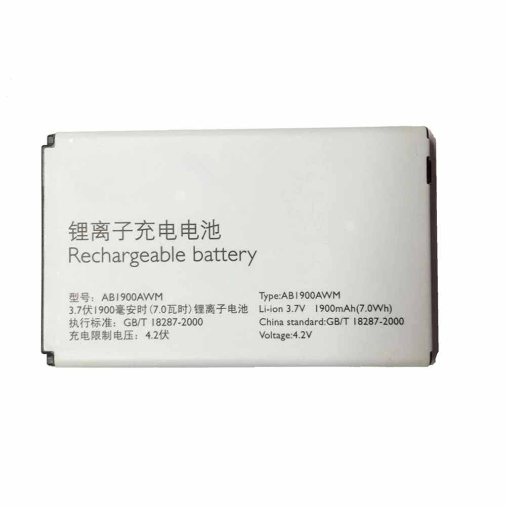 3.7V 4.2V 1900mAh/7.0WH AB1900AWM Smartphone Battery for Philips Xenium X710 CTX710 W715 CTW715