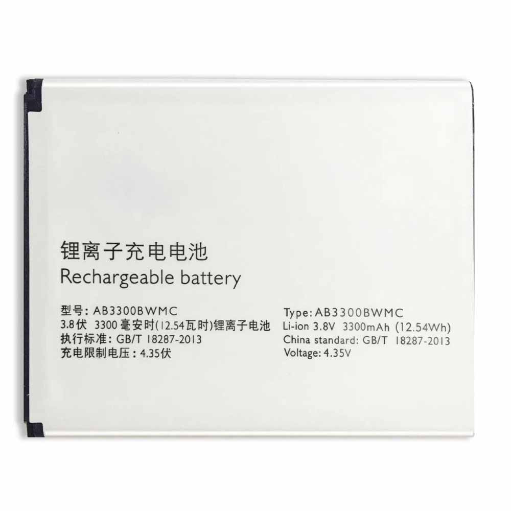 3.8V 4.35V 3300mAh/12.54WH AB3300BWMC Smartphone Battery for Philips CTW8555 W8555 CTW8560 W8560