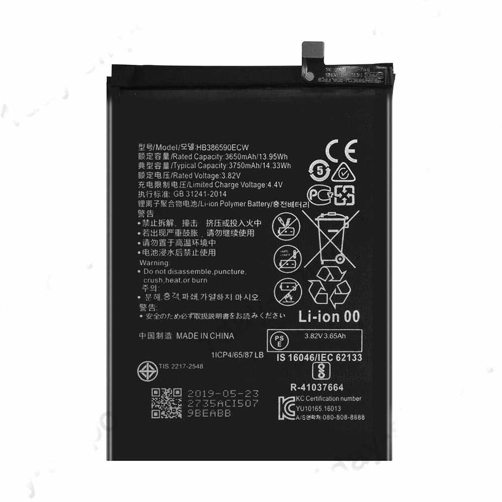 3.82V 4.4V 3650mAh/13.95WH HB386590ECW Smartphone Battery for Huawei Honor 8X JSN-L22