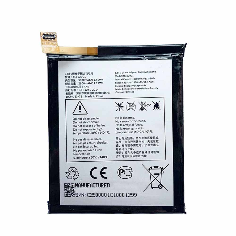 3.85V/4.4V 2900mAh/11.17WH TLp029C1 Smartphone Battery for Alcatel A30 Fierce A30 Plus