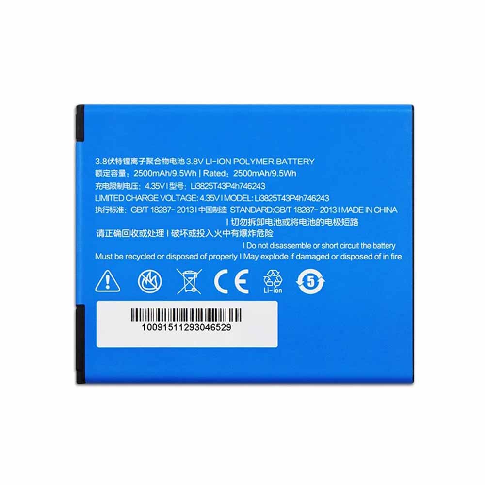 3.8V/4.35V 2500mAh/9.5WH Li3825T43P4h746243 Smartphone Battery for ZTE 3C N928 N928ST N928DT