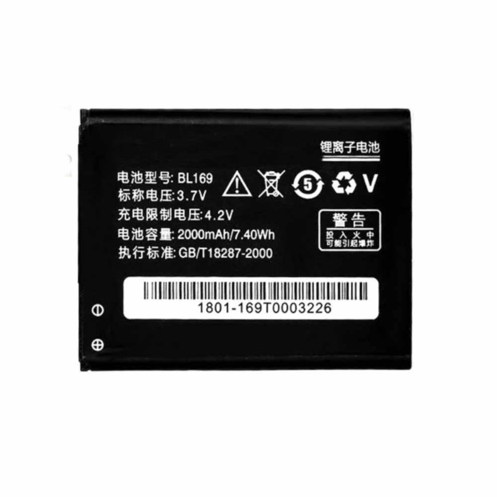 3.7V/4.2V 2000mAh/7.40WH BL169 Smartphone Battery for Lenovo S560 A789 P70 P800