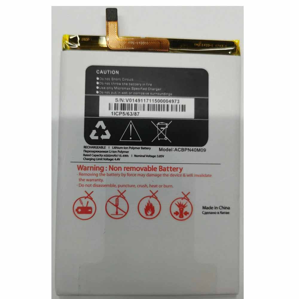 3.85V/4.40V 4000mAh/15.4WH Micromax phone Replacement Battery