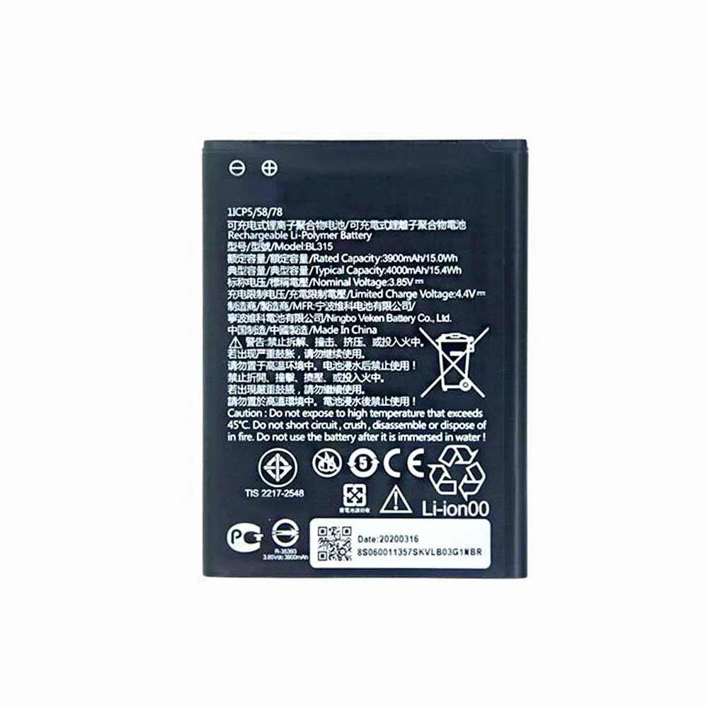 3.85V/4.4V 3900mAh/15.0Wh BL315 Smartphone Battery for Lenovo A7