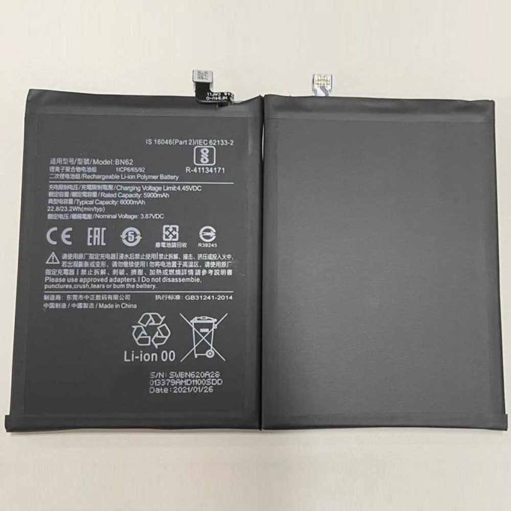 3.87V/4.45V 5900mAh/22.8WH BN62 Smartphone Battery for Xiaomi Redmi Note9 4G