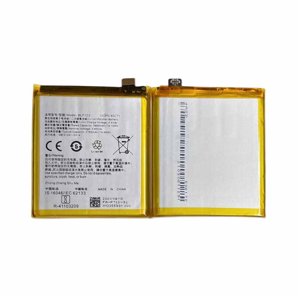 3.85V/4.4V 3680mAh/14.16WH BLP723 Smartphone Battery for Realme X