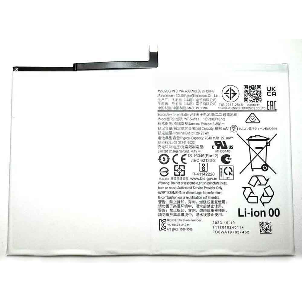 3.85V 6820mAh WT-S-W11 Tablet Battery for Samsung WT-S-W11