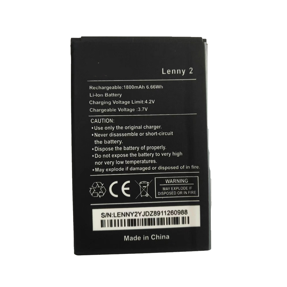 3.7V/4.2V 1800mAh/6.66WH Wiko Lenny 2 Replacement Battery