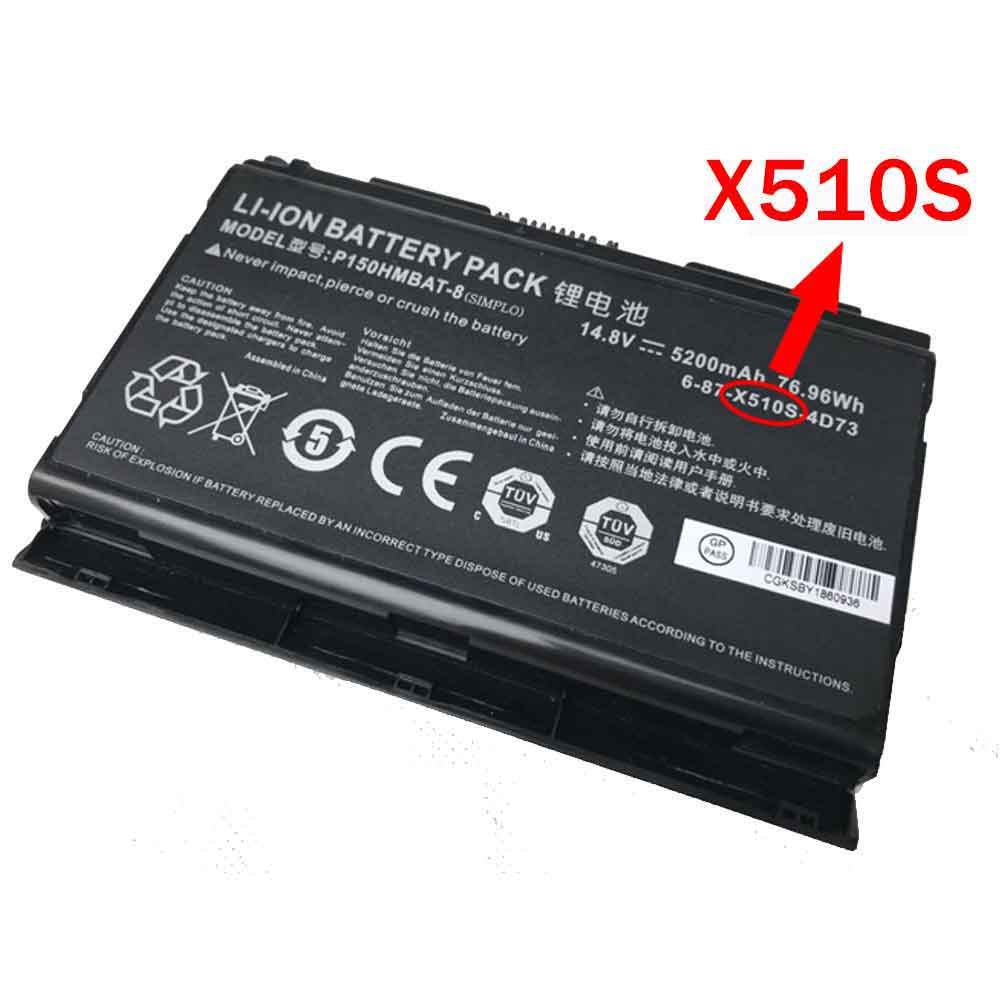 14.8V 5200mAh 6-87-X510S-4D73 Laptop Battery for Clevo P150HMBAT-8 P150SM P170SM P151S Sager NP8278 NP8268