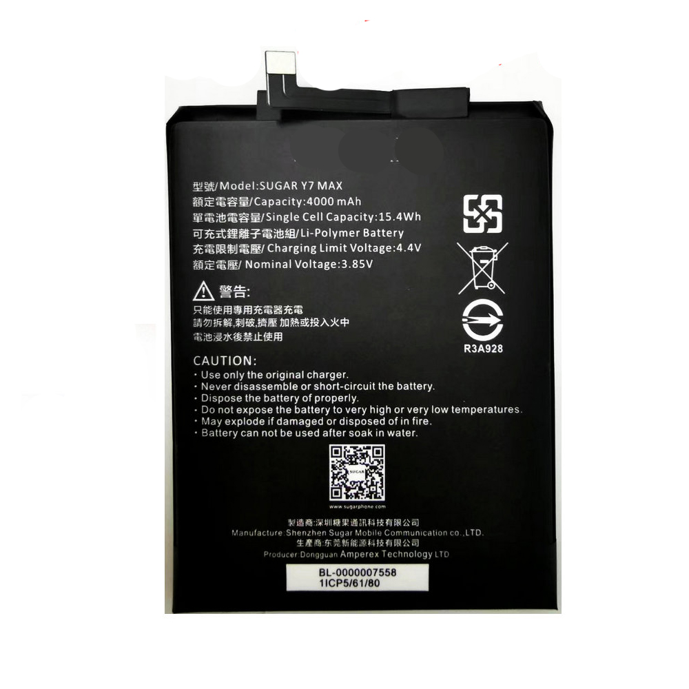 3.85V/4.4V 4000mAh/15.4WH Y7_MAX Smartphone Battery for Sugar Y7 MAX