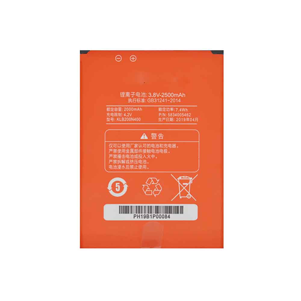 3.8V 2000mAh KLB200N400 Smartphone Battery for Konka 907 D8